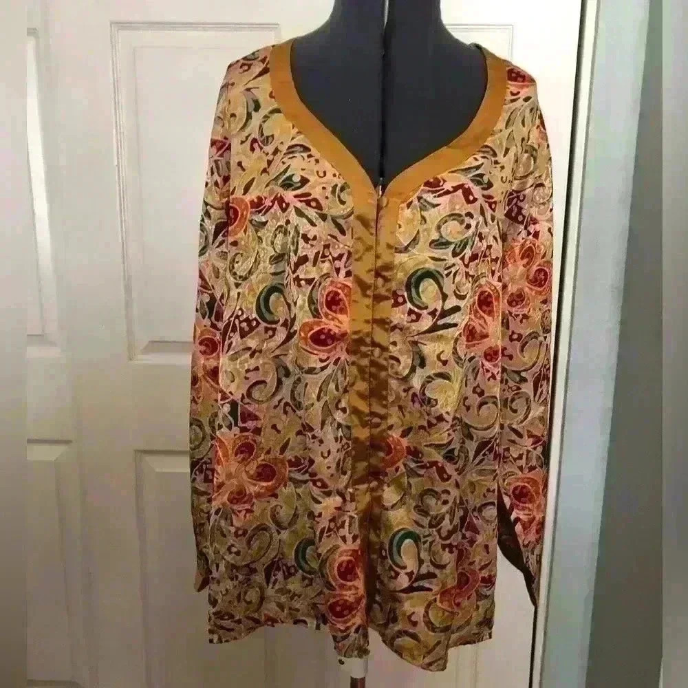 VTG VICTORIA SECRET PJ TOP GOLD GREEN LONG SLEEVE LARGE